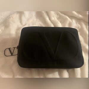 Black Valentino beauty case Dopp bag with signature V charm
